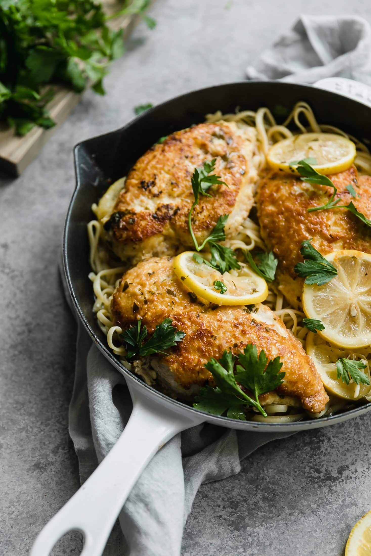 chicken romano with lemon butter sauce I howsweeteats.com #chicken #romano #pasta