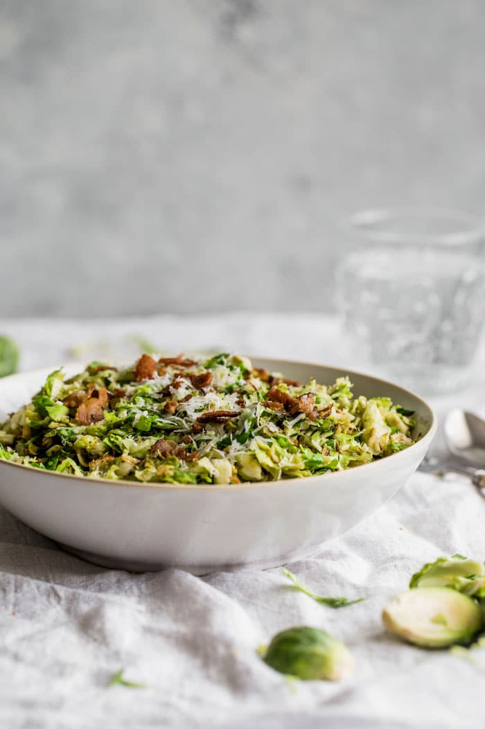 shredded brussels sprouts salad I howsweeteats.com