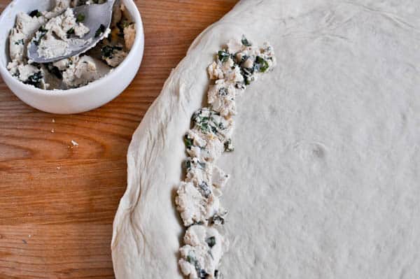 Basil and Goat Cheese Stuffed Crust Pizza I howsweeteats.com Basil and Goat Cheese Stuffed Crust Pizza I howsweeteats.com