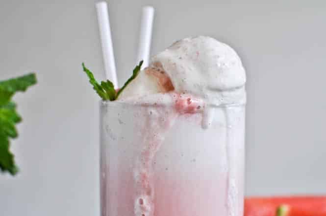 Fresh Mint and Watermelon Soda Floats I howsweeteats.com Fresh Mint and Watermelon Soda Floats I howsweeteats.com