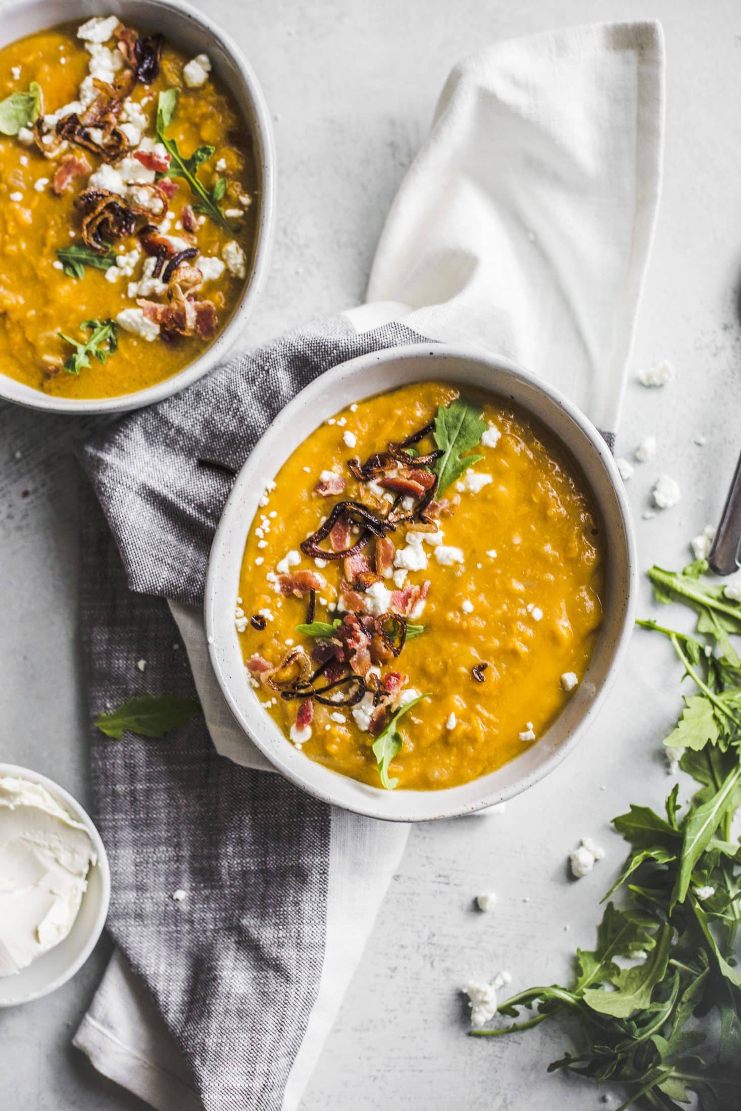 loaded baked sweet potato soup I howsweeteats.com