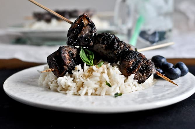 Grilled Blueberry Chicken Skewers with Coconut Rice I howsweeteats.com Grilled Blueberry Chicken Skewers with Coconut Rice I howsweeteats.com