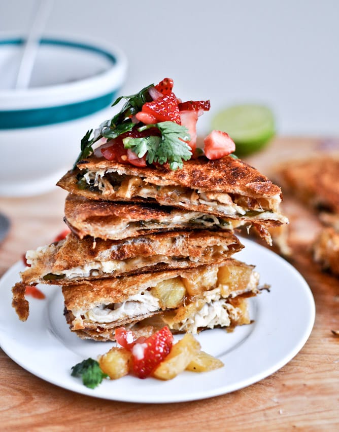 Caramelized Pineapple Quesadillas with Spicy Strawberry Salsa I howsweeteats.com Caramelized Pineapple Quesadillas with Spicy Strawberry Salsa I howsweeteats.com
