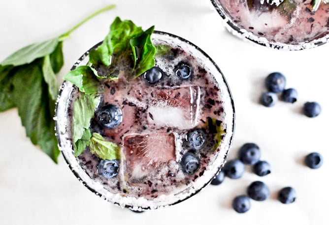 Roasted Blueberry Basil Margaritas I howsweeteats.com Roasted Blueberry Basil Margaritas I howsweeteats.com
