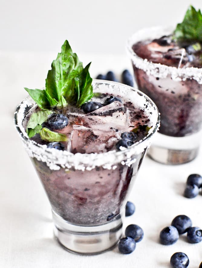 Roasted Blueberry Basil Margaritas I howsweeteats.com Roasted Blueberry Basil Margaritas I howsweeteats.com