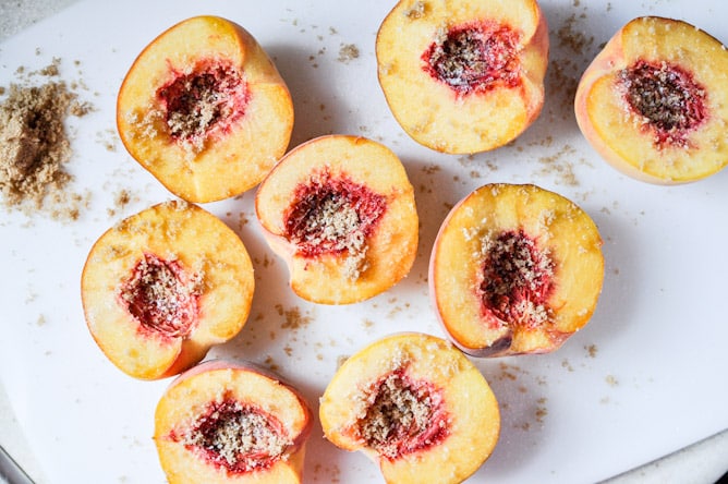 Rosemary, Bacon and Sugar Roasted Peaches I howsweeteats.com Rosemary, Bacon and Sugar Roasted Peaches I howsweeteats.com