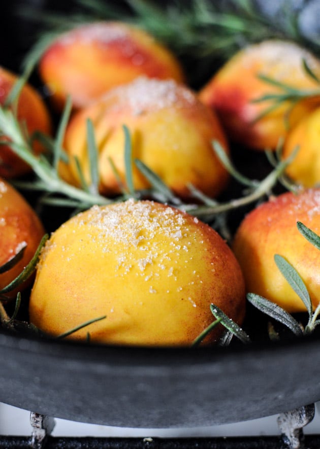 Rosemary, Bacon and Sugar Roasted Peaches I howsweeteats.com Rosemary, Bacon and Sugar Roasted Peaches I howsweeteats.com