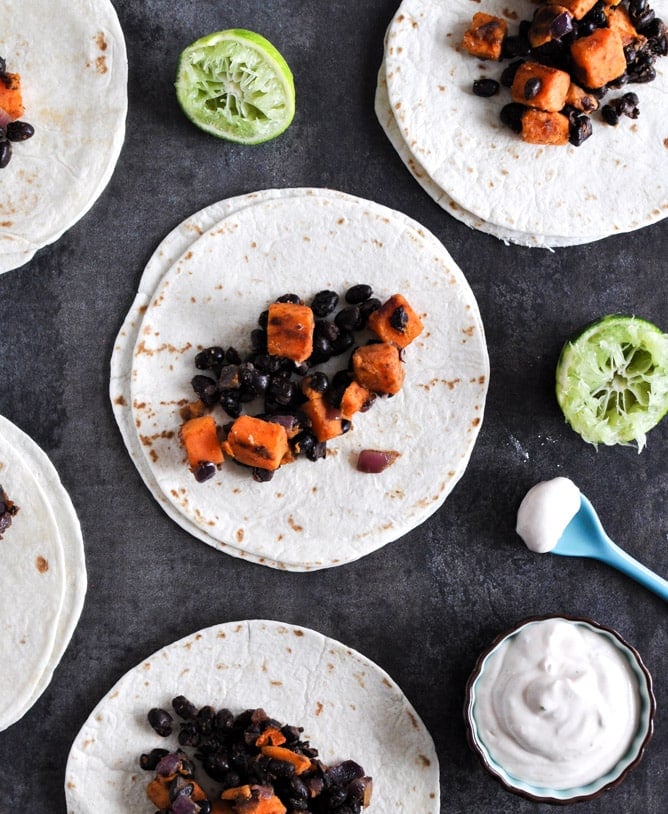 Embarrassingly Easy Smoky Sweet Potato and Black Bean Tacos I howsweeteats.com Embarrassingly Easy Smoky Sweet Potato and Black Bean Tacos I howsweeteats.com