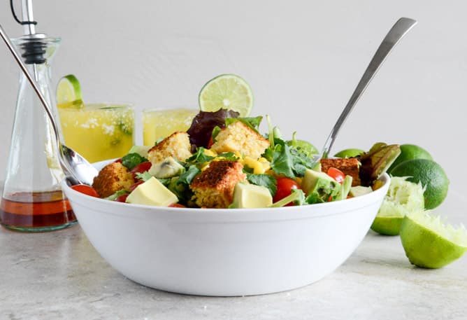 Black Bean + Cornbread Panzanella Salad I howsweeteats.com Black Bean + Cornbread Panzanella Salad I howsweeteats.com