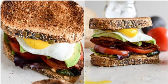 Avocado BLT's with Spicy Mayo and Fried Eggs I howsweeteats.com Avocado BLT's with Spicy Mayo and Fried Eggs I howsweeteats.com
