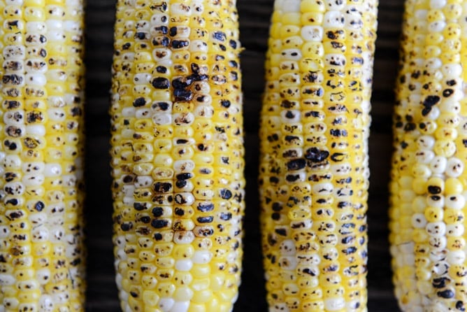 Easy Grilled Corn Tomato Salad with Blue Cheese and Basil Ribbons I howsweeteats.com Easy Grilled Corn Tomato Salad with Blue Cheese and Basil Ribbons I howsweeteats.com