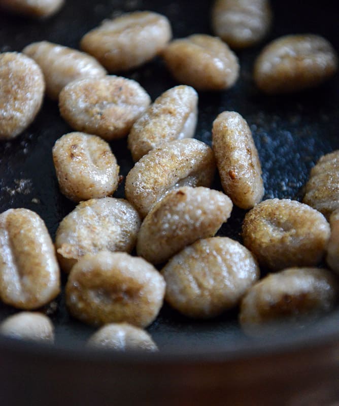 Pan Toasted Brown Butter Gnocchi with Sweet Corn + Grilled Scallions I howsweeteats.com Pan Toasted Brown Butter Gnocchi with Sweet Corn + Grilled Scallions I howsweeteats.com