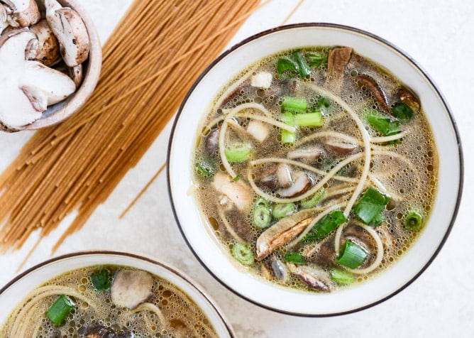 Chicken + Mushroom Noodle Soup with Poached Eggs I howsweeteats.com Chicken + Mushroom Noodle Soup with Poached Eggs I howsweeteats.com