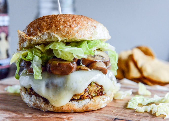 Crispy Autumn Veg Burgers with Apple Cider Slaw I howsweeteats.com Crispy Autumn Veg Burgers with Apple Cider Slaw I howsweeteats.com