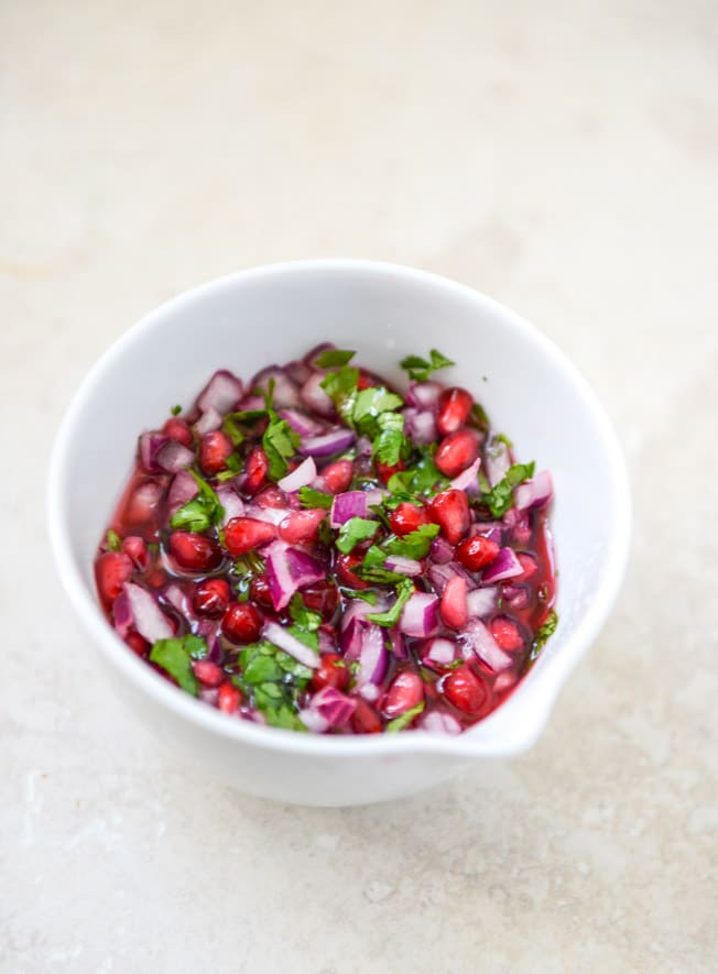 Honey Ginger Chicken Tostadas with Pomegranate Salsa I howsweeteats.com Honey Ginger Chicken Tostadas with Pomegranate Salsa I howsweeteats.com