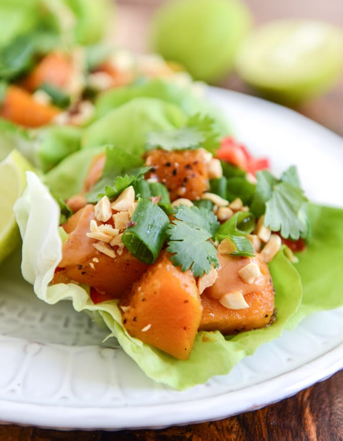 Chili Caramelized Thai Butternut Squash Lettuce Wraps I howsweeteats.com Chili Caramelized Thai Butternut Squash Lettuce Wraps I howsweeteats.com