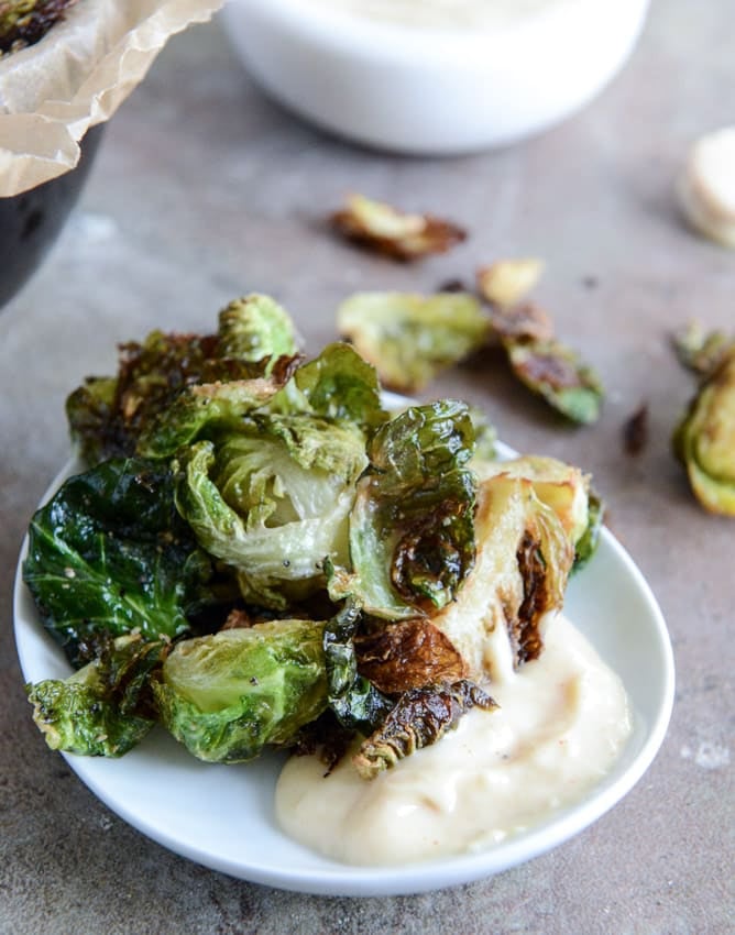 Fried Brussels Sprouts with Smoky Honey Aioli I howsweeteats.com Fried Brussels Sprouts with Smoky Honey Aioli I howsweeteats.com