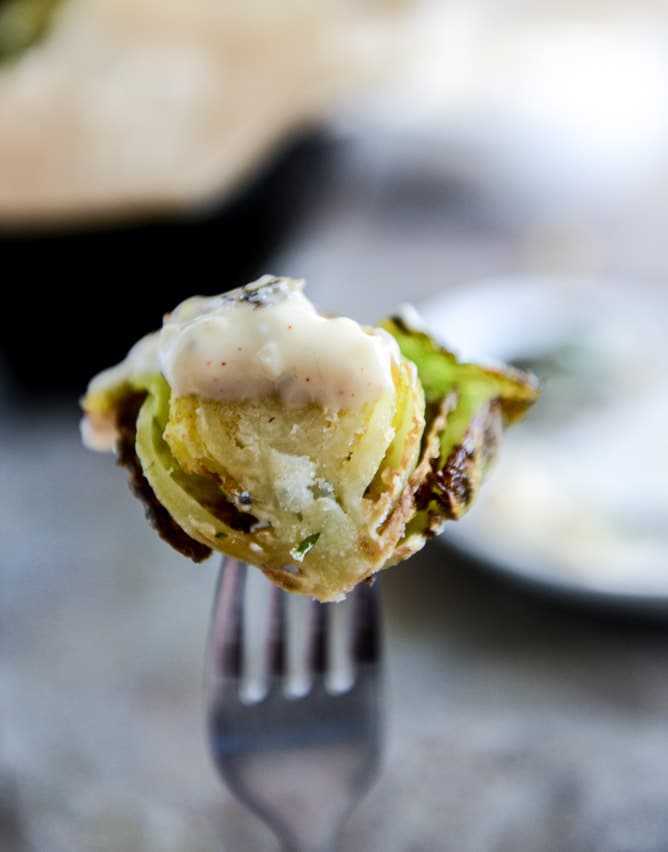 Fried Brussels Sprouts with Smoky Honey Aioli I howsweeteats.com Fried Brussels Sprouts with Smoky Honey Aioli I howsweeteats.com
