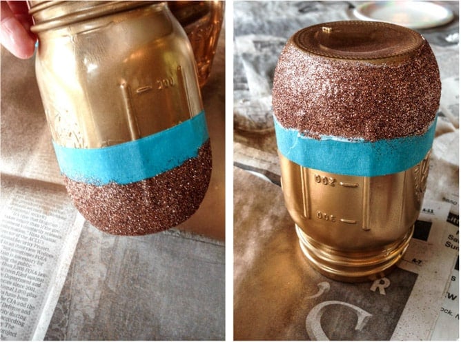 DIY rose gold metallic mason jars I howsweeteats.com DIY rose gold metallic mason jars I howsweeteats.com