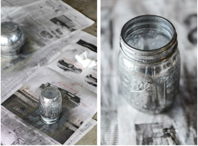 DIY vintage mirror metallic mason jars I howsweeteats.com DIY vintage mirror metallic mason jars I howsweeteats.com