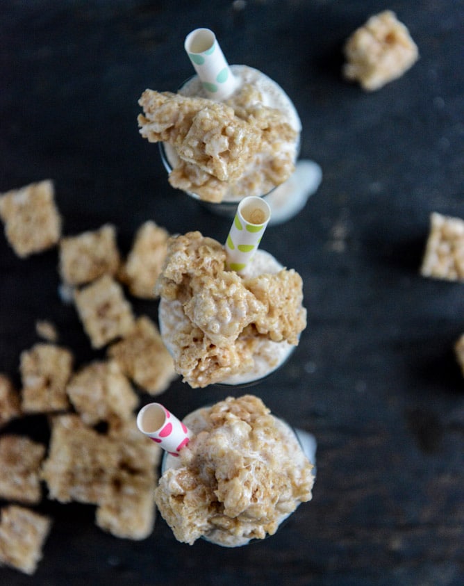 Spiked Rice Krispie Treat Shake Shooters I howsweeteats.com Spiked Rice Krispie Treat Shake Shooters I howsweeteats.com