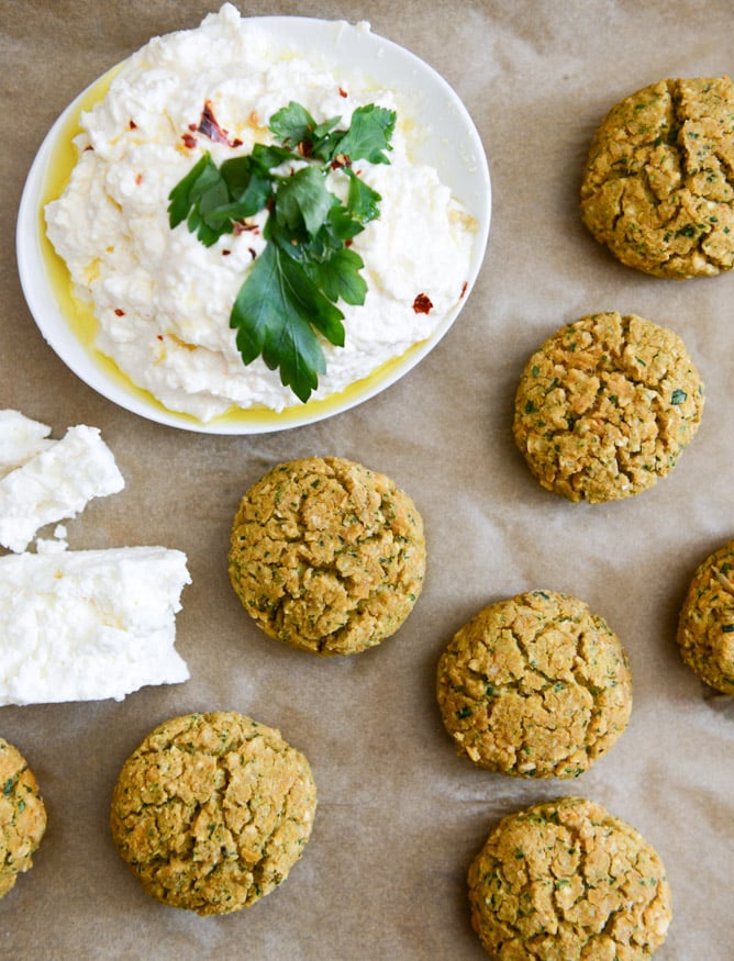 Baked Falafel with Spicy Feta Dip I howsweeteats.com Baked Falafel with Spicy Feta Dip I howsweeteats.com