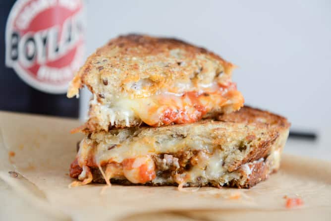 spicy mini meatball grilled cheese I howsweeteats.com spicy mini meatball grilled cheese I howsweeteats.com