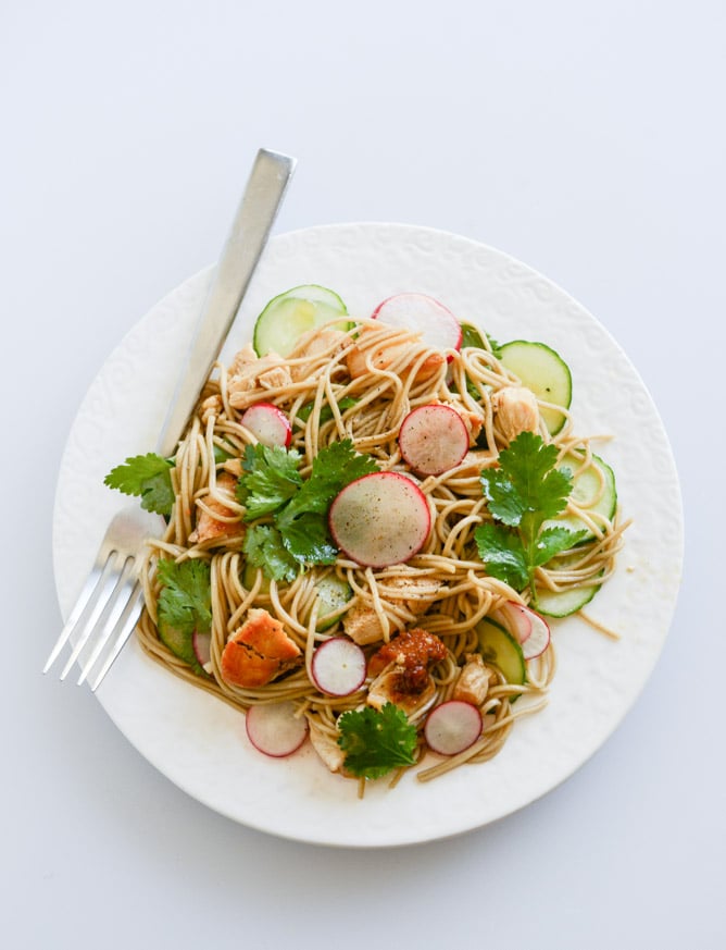 Soba Noodle Salad with Caramelized Chicken and Chili Oil I howsweeteats.com
