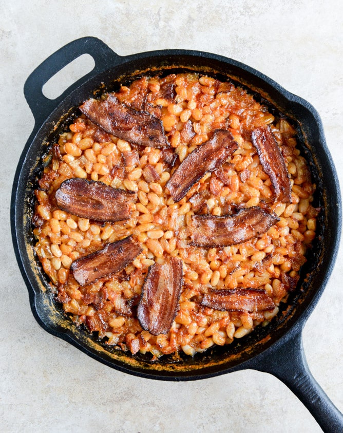 Skillet Baked White Beans. (on toast!) I howsweeteats.com