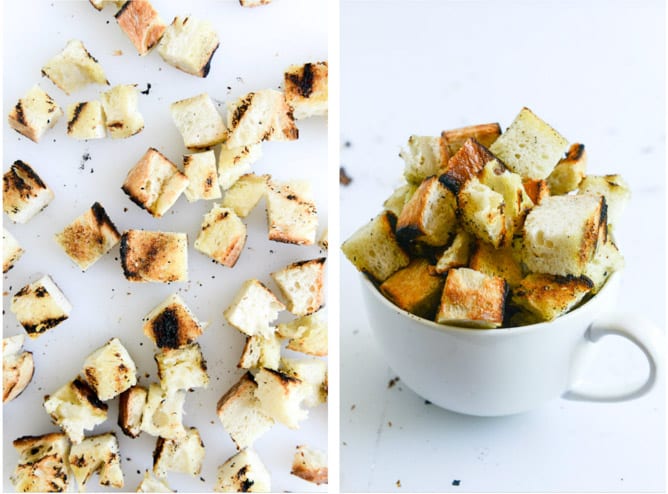 BBQ chicken chopped salad with grilled garlic croutons and honey mustard vinaigrette I howsweeteats.com