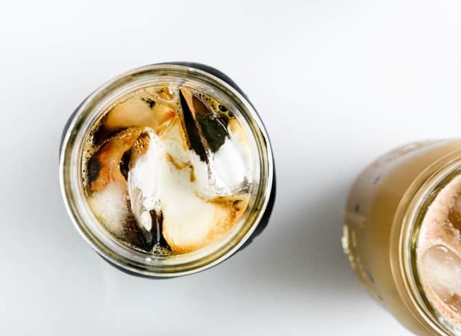 my favorite cold brew coffee with homemade vanilla bean, blackberry, almond and cinnamon-brown sugar syrups I howsweeteats.com