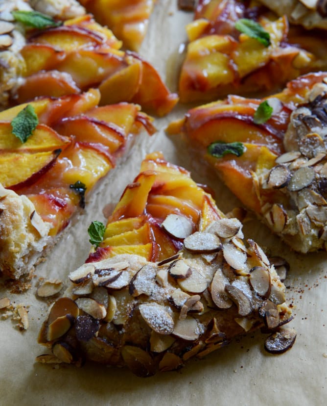 ginger peach galette with almond crust I howsweeteats.com