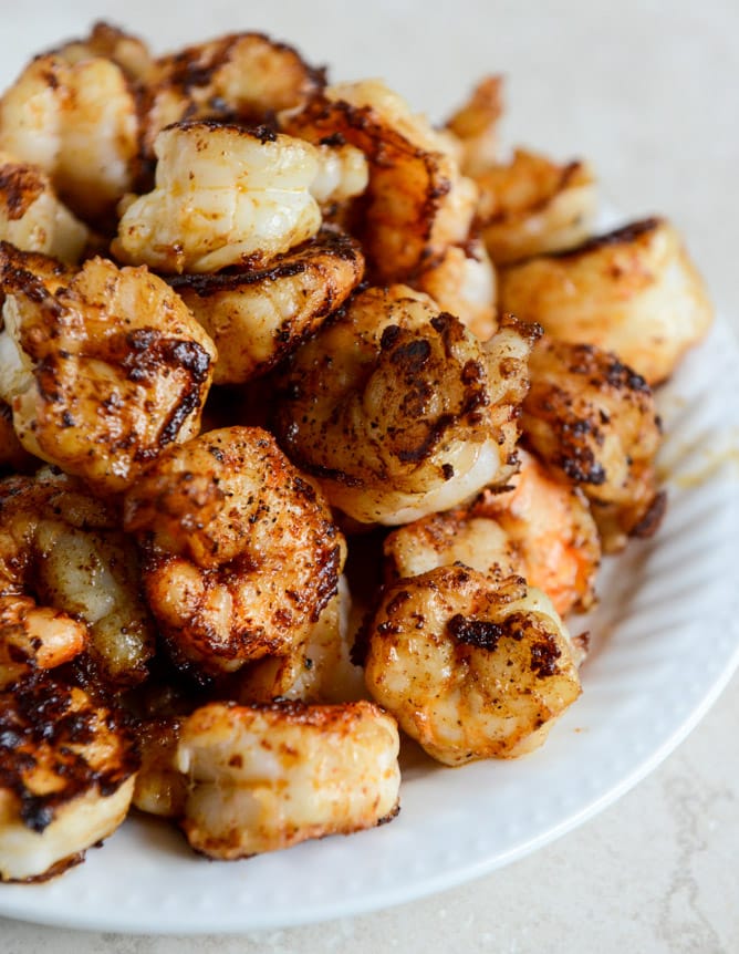 gouda grits with smoky brown butter shrimp I howsweeteats.com