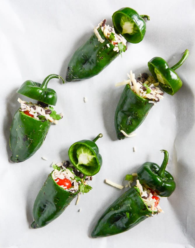 cheese smothered stuffed poblanos I howsweeteats.com