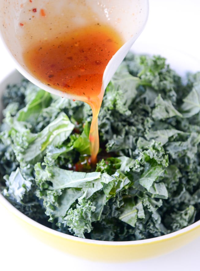 chili garlic kale salad... with fried chicken I howsweeteats.com