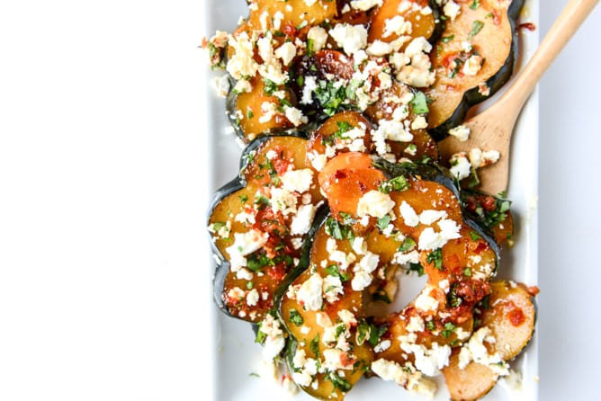 spicy roasted squash with feta + herbs I howsweeteats.com