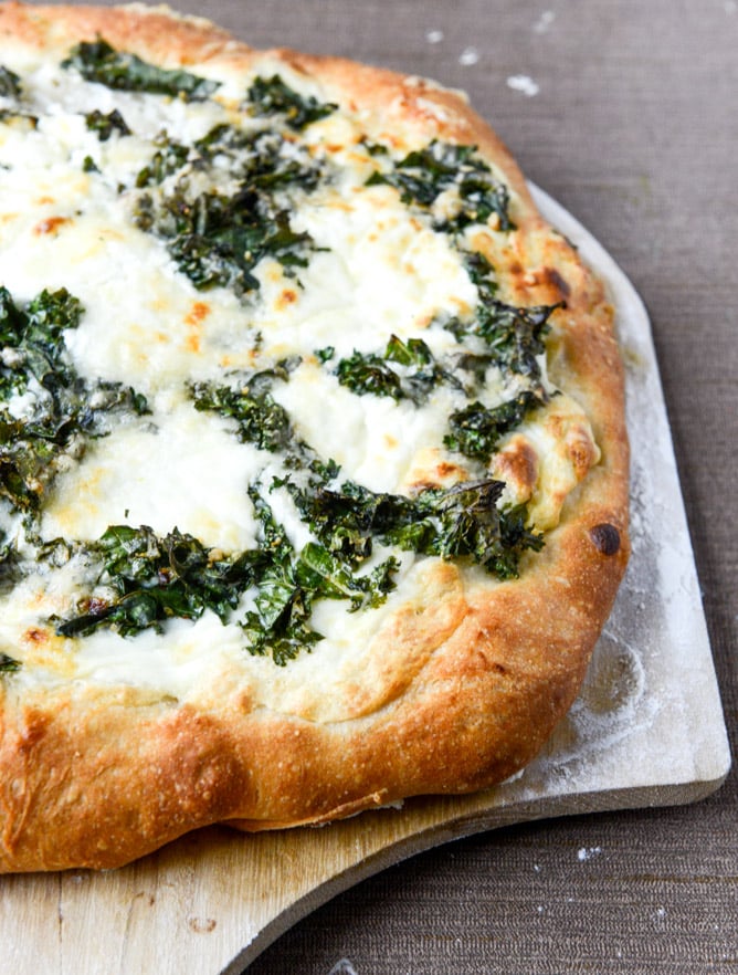 marinated kale and whipped ricotta pizza I howsweeteats.com