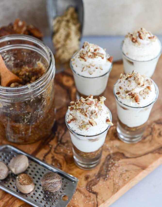 no-bake bourbon pecan pie cheesecakes I howsweeteats.com