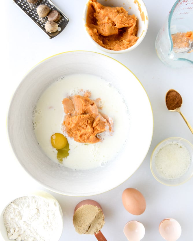 buttermilk sweet potato pancakes with coconut whipped cream I howsweeteats.com