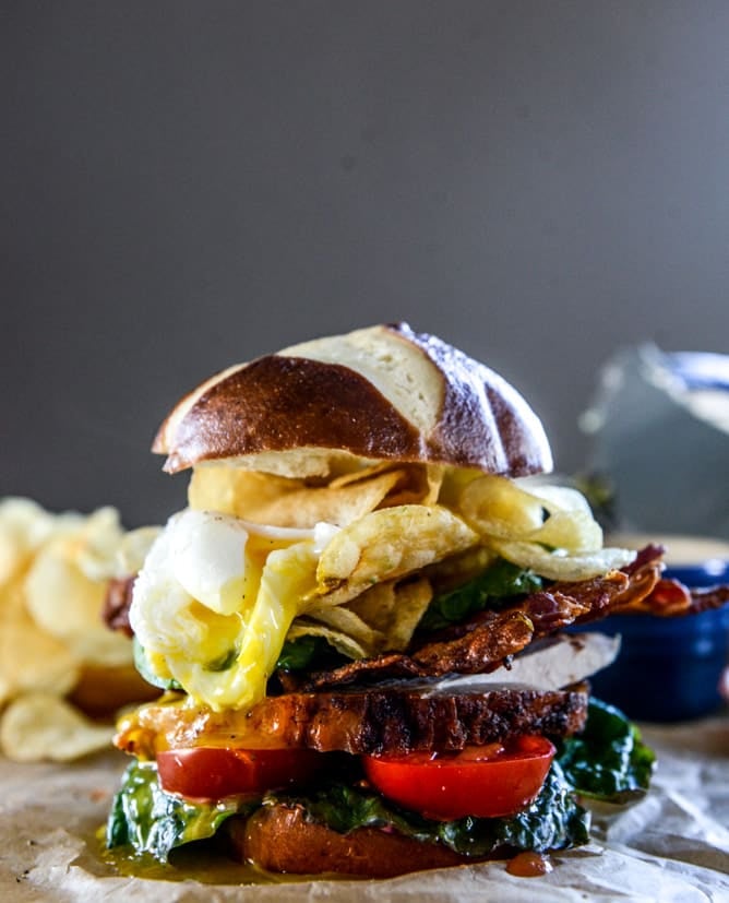roasted turkey potato chip BLAT with an egg I howsweeteats.com