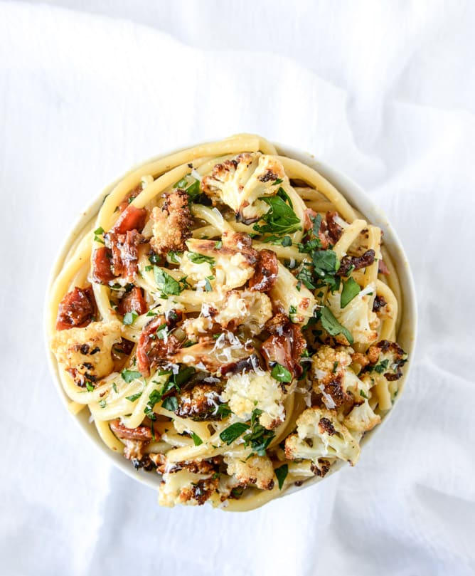 charred cauliflower carbonara I howsweeteats.com