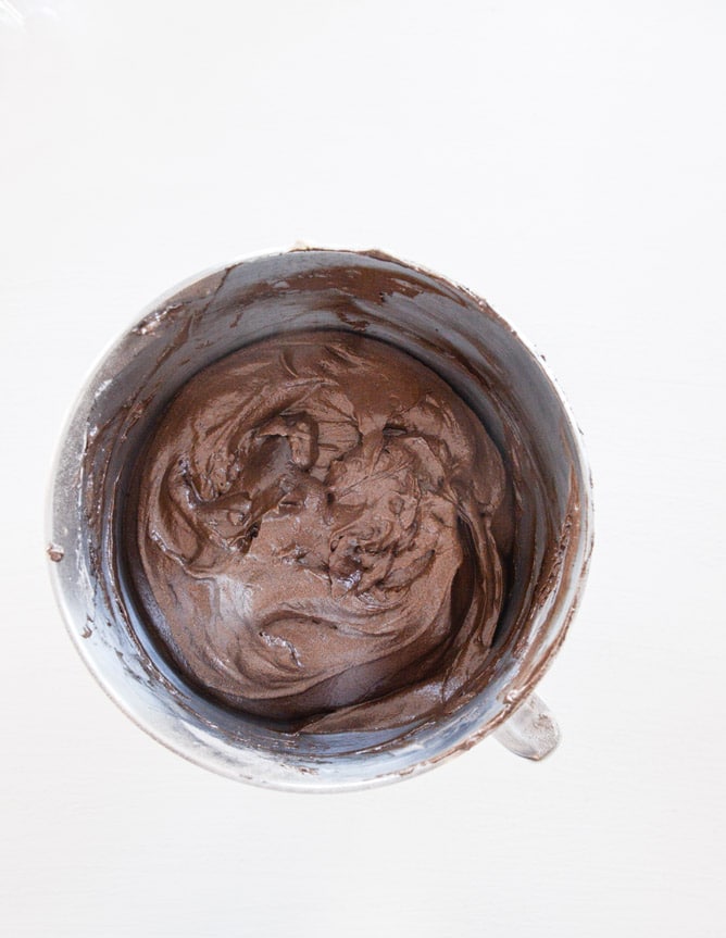 chocolate pound cake with bacon bourbon frosting I howsweeteats.com