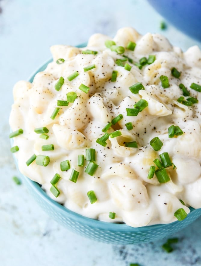 stovetop goat cheese shells and cheese I howsweeteats.com