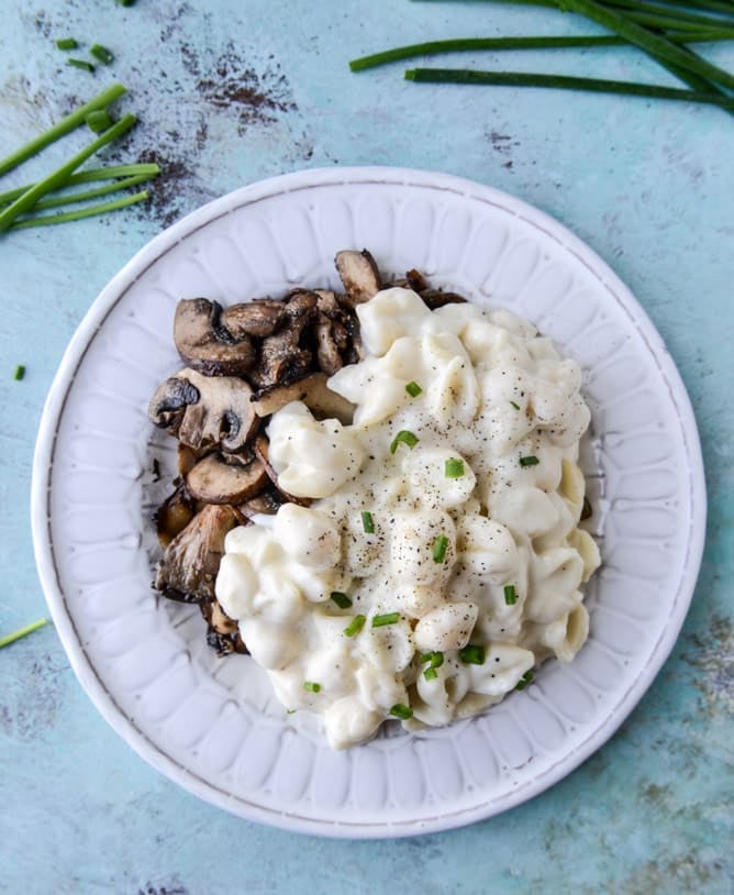 stovetop goat cheese shells and cheese I howsweeteats.com