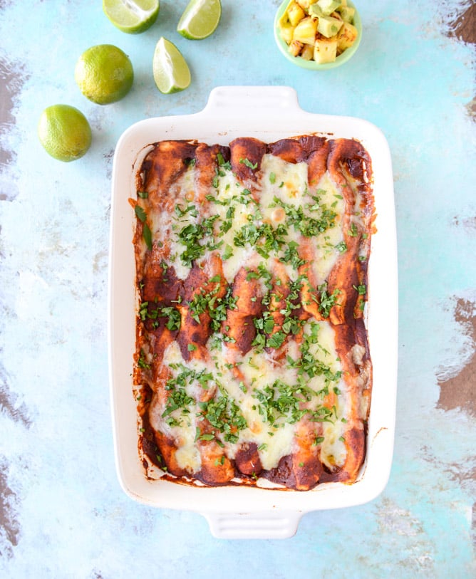 roasted pork and caramelized pineapple enchiladas I howsweeteats.com