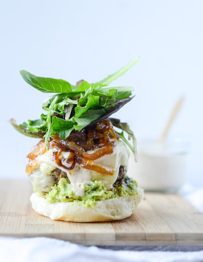 goat cheese guac burgers I howsweeteats.com