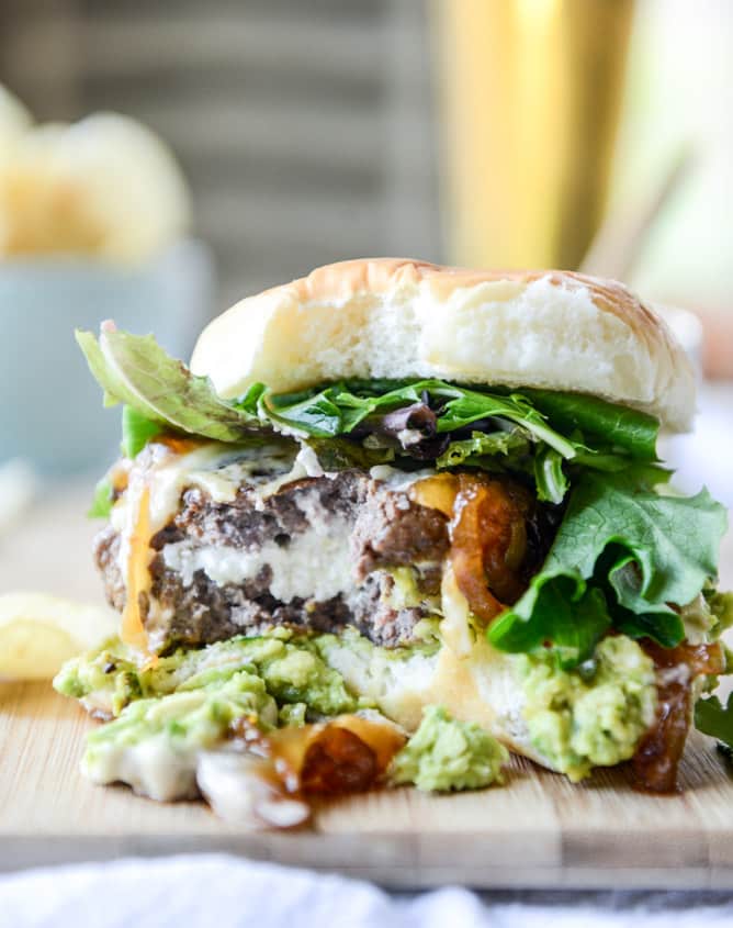 goat cheese guac burgers I howsweeteats.com