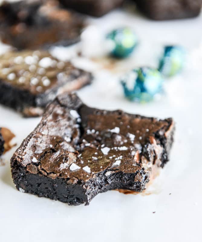 olive oil sea salt truffle brownies I howsweeteats.com
