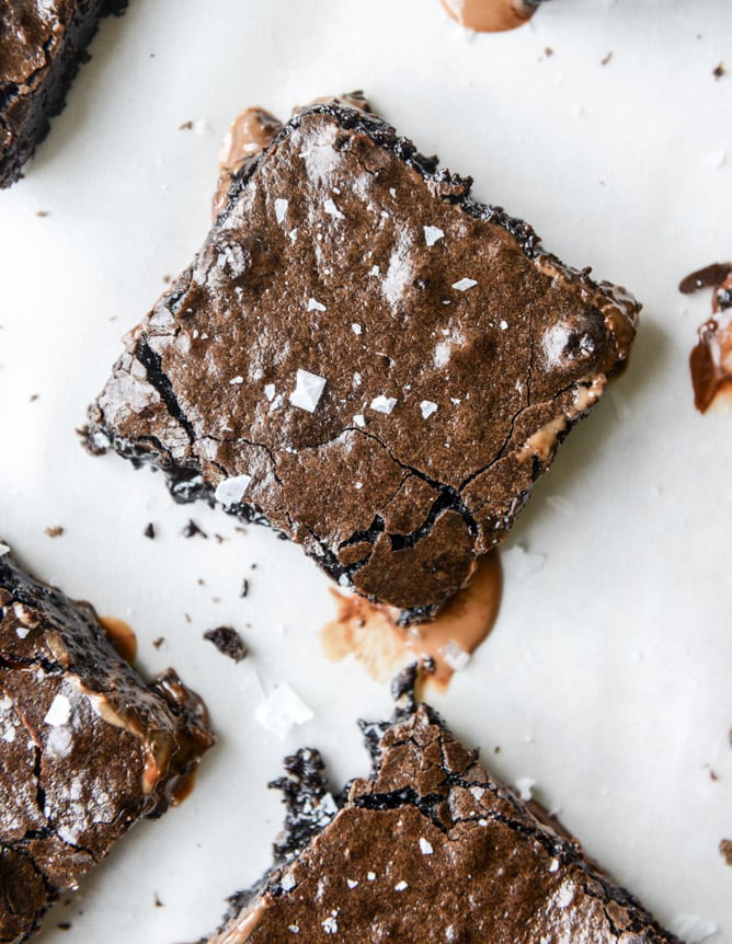 olive oil sea salt truffle brownies I howsweeteats.com