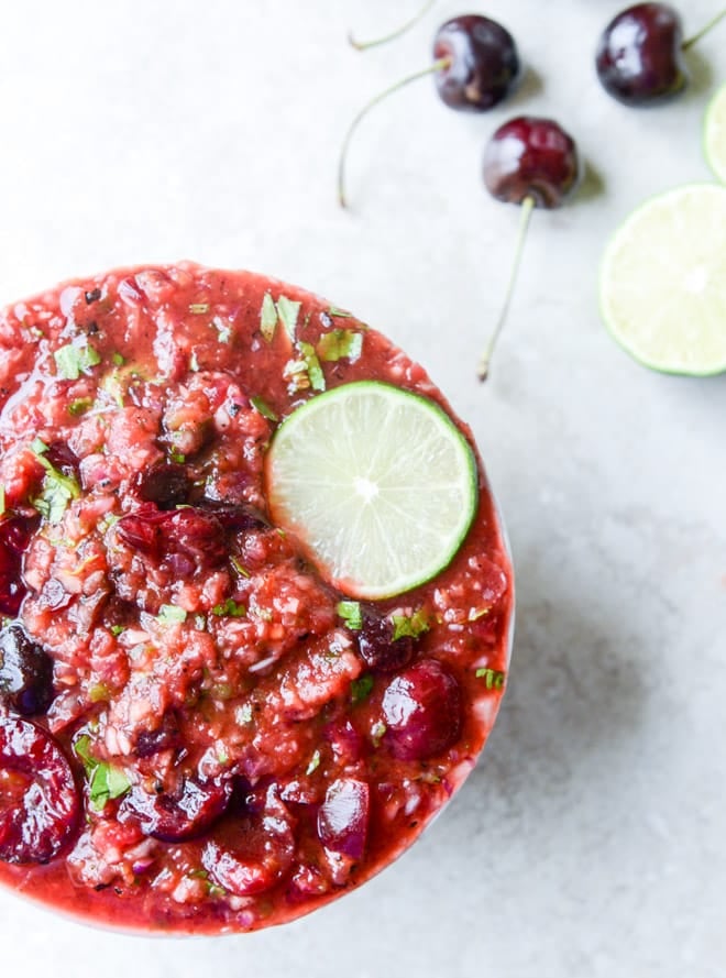 grilled cherry salsa I howsweeteats.com